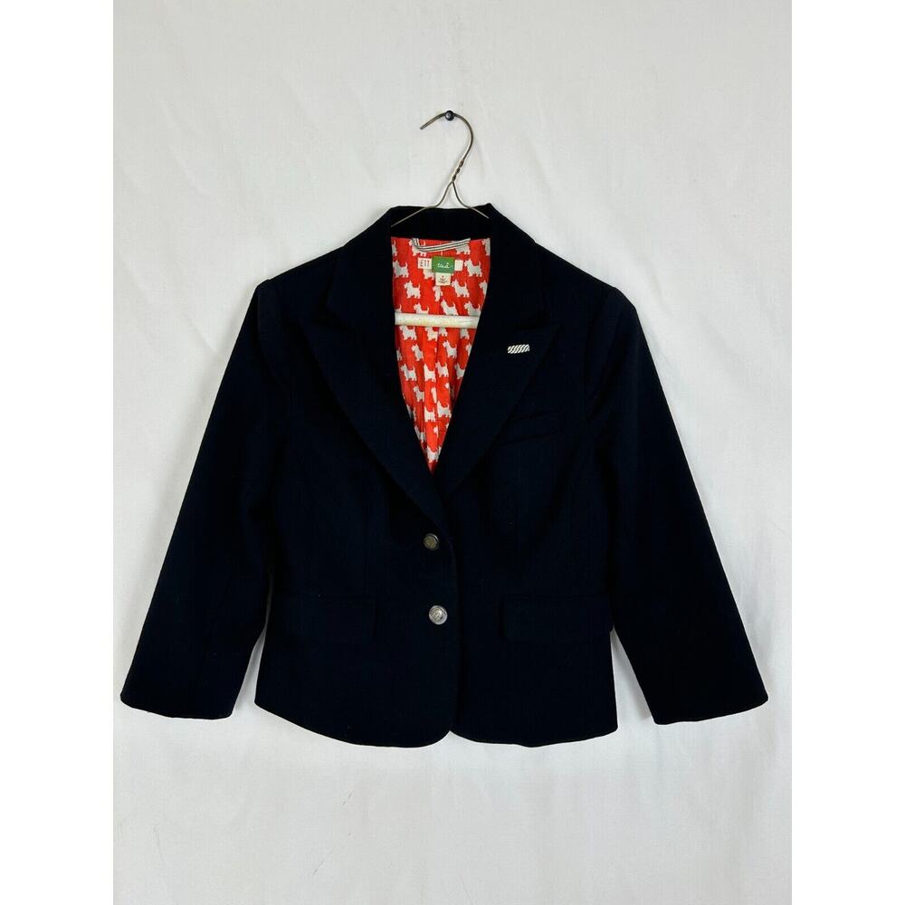 Copied - Ett Twa Anthropologie Blazer Womens Size 0 Black Wool Elbow Patch Short